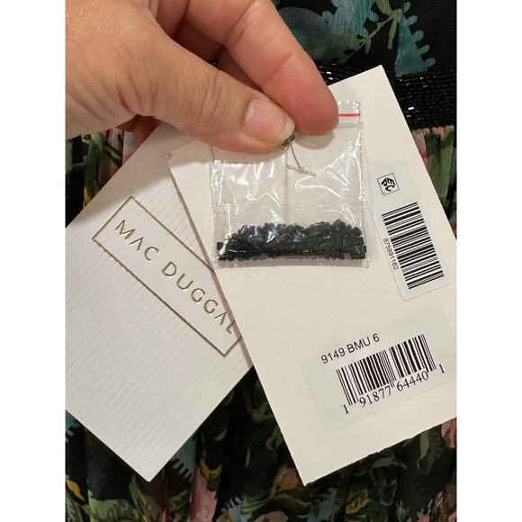 Mac Duggal Multicolor Floral Illusion Cap Sleeve Midi Dress 6 NWT #9149 Chiffon - Picture 4 of 16